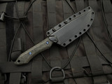 WelMade Legion Fixed Blade Black Micarta Scales w/ Blue Titanium Hardware and AEB-L Black PVD Plain Edge Blade (5.25")
