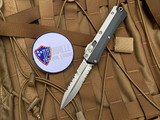 Microtech Glykon Bayonet Beadblast Black Aluminum and Titanium Body w/ Stonewashed Full Serrated Blade (3.75") 184-12