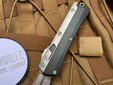 Microtech Glykon Bayonet Beadblast Black Aluminum and Titanium Body w/ Stonewashed Full Serrated Blade (3.75") 184-12