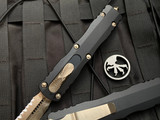 Microtech Dirac Delta D/E Black Aluminum Body w/ Bronzed Full Serrated Blade (3.79") 227-15
