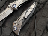 Microtech Socom Bravo S/E Folder Beadblast Titanium and Carbon Fiber Body w/ Beadblast Plain Edge Blade (4") 260-7CFTI