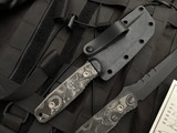 Blackside Customs Kimura Fixed Blade Camo Carbon Fiber Scales w/ Black Cerakote Plain Edge Blade