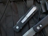 Pro-Tech Godson Auto Folder Black Aluminum Body w/ Bead Blast Plain Edge Blade (3.15") 720