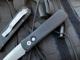 Pro-Tech Godson Auto Folder Black Aluminum Body w/ Bead Blast Plain Edge Blade (3.15") 720