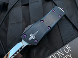 FROM TONY'S PERSONAL COLLECTION Marfione Custom Mini Combat Troodon D/E Black Hefted Alloy w/ Purple Haze hardware and Mirror Polished Blade (1.99")