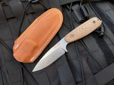Bradford Knives Guardian3 Fixed Blade Natural Micarta Scales w/ Sabre Grind M390 Black DLC Blade (3.5") 3S-104B-M390
