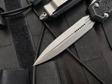 Microtech Makora D/E Black Aluminum Body w/ Apocalyptic Plain Edge Blade (3.4") 206-10APS