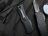 Microtech Hera D/E Frag Pattern Black Aluminum Body w/ Black Tactical Partially Serrated Blade (3”) 702-2TFRS