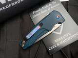 Medford Smooth Criminal Auto Folder Blue Aluminum Body and Flamed Hardware w/ S45VN Tumbled Plain Edge Blade (3")