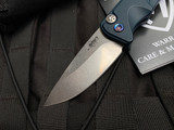 Medford Smooth Criminal Auto Folder Blue Aluminum Body and Flamed Hardware w/ S45VN Tumbled Plain Edge Blade (3")