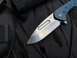 Medford Swift FL Flipper Blue/Tumbled Body w/ Bronzed Hardware and S45VN Tumbled Plain Edge Blade (3.375")