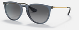 Ray-Ban Ericka Classic Sunglasses Grey Gradient Polarized Lenses, Polished Transparent Blue Frame RB4171 6592/T3