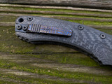 Marfione Custom Amphibian RAM-LOK Folder Carbon Fiber Body w/ DLC Two Tone Hardware and Basket Weave Broken Anvil Damascus Blade (4")