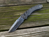 Marfione Custom Amphibian RAM-LOK Folder Carbon Fiber Body w/ DLC Two Tone Hardware and Basket Weave Broken Anvil Damascus Blade (4")