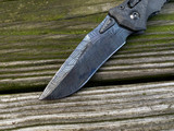 Marfione Custom Amphibian RAM-LOK Folder Carbon Fiber Body w/ DLC Two Tone Hardware and Basket Weave Broken Anvil Damascus Blade (4")
