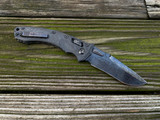 Marfione Custom Amphibian RAM-LOK Folder Carbon Fiber Body w/ DLC Two Tone Hardware and Basket Weave Broken Anvil Damascus Blade (4")