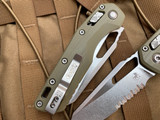 Microtech MSI S/E RAM-LOK OD Green G10 Body w/ Stonewashed Partially Serrated Blade (3.75") 210-11GTOD