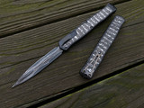 Heretic Knives Custom Cleric II D/E Black Aluminum Body w/ Black Fat Carbon Snakeskin Inlays and Bakerforge Damascus Blade (4.25")