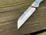 Heretic Knives Custom Jinn Slipoint Folder Titanium Abalone Inlaid Body w/ Mirror Polished Plain Edge Blade (3")