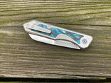 Heretic Knives Custom Jinn Slipoint Folder Titanium Mammoth Inlaid Body w/ Mirror Polished Plain Edge Blade (3")