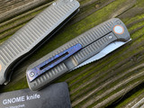 CKF X Yeti Collab Gnome Knife Front Flipper Grooved Titanium Body w/ Zircuti Pocket Clip and M390 Plain Edge Blade
