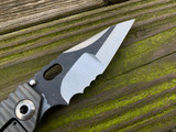 Strider SnG Custom Folder Full Titanium Body, Lasered Batwing Skull Logo/Flamed Finish w/ Two Tone Nightmare Grind Partially Serrated Blade (3.25")
