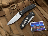 Spartan Blades Pallas Button Lock Folder Black Aluminum Body w/ S45VN Stonewashed Plain Edge Blade (3.75") SF3SW