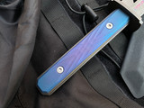 Mike Taylor X Chris Green Full Titanium Custom Short Sword w/ Blue/Violet Ti Handle and Carbonized Steel Edge Blade (15")