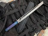 Mike Taylor X Chris Green Full Titanium Custom Short Sword w/ Blue/Violet Ti Handle and Carbonized Steel Edge Blade (15")
