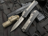 Microtech Glykon Bayonet Beadblast Black Aluminum and Apocalyptic Titanium Body w/ Apocalyptic Plain Edge Blade (3.75") 184-10AP