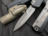 Microtech Glykon Bayonet Beadblast Black Aluminum and Apocalyptic Titanium Body w/ Apocalyptic Plain Edge Blade (3.75") 184-10AP