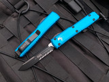 Microtech Ultratech S/E Turquoise Aluminum Body w/ Black Partially Serrated Blade (3.4") 121-2TQ