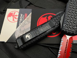 Microtech Ultratech D/E Signature Series Sith Lord Black Trip Grip Aluminum Body w/ Ringed Hardware and Red Partially Serrated