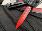 Microtech Ultratech D/E Signature Series Sith Lord Black Trip Grip Aluminum Body w/ Ringed Hardware and Red Partially Serrated