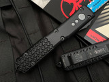Microtech Ultratech D/E Signature Series Jedi Knight Tri Grip/Smooth Black Aluminum Body w/ Blue Double Full Serrated Blade (3.