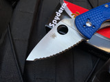 Spyderco Ambitious Folder Blue FRN Scales w/ S35VN Satin Full Serrated Blade (2.31") C148SBL