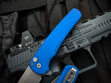Pro-Tech Malibu Flipper Blue Aluminum Body w/ Magnacut Stonewashed Wharncliffe Blade (3.5") 5301-BLUE