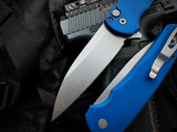 Pro-Tech Malibu Flipper Blue Aluminum Body w/ Magnacut Stonewashed Wharncliffe Blade (3.5") 5301-BLUE