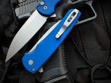 Pro-Tech Malibu Flipper Blue Aluminum Body w/ Magnacut Stonewashed Wharncliffe Blade (3.5") 5301-BLUE