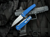 Pro-Tech Malibu Flipper Blue Aluminum Body w/ Magnacut Stonewashed Wharncliffe Blade (3.5") 5301-BLUE