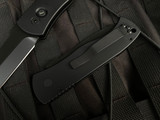 Pro-Tech Knives Emerson CQC7 Operator Auto Folder Black Aluminum Body w/ Tritium Button and Chisel Grind Tanto DLC Black Plain