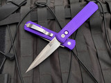 Pro-Tech Knives Godfather Purple Aluminum Body w/ Satin Hardware and Satin Plain Edge Blade (4") 921-PURPLE
