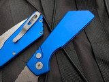 Pro-Tech Strider PT+ Auto Folder Blue Aluminum Body w/ Magnacut Stonewashed Plain Edge Blade (3.06") PT201-BLUE