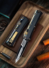 Marfione Custom Glykon Black Hefted Alloy And Flamed Titanium Body w/ Bronzed Hardware and Mirror Polished Bayonet Blade (3.75")