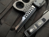 Microtech Ultratech Hellhound Razor Carbon Fiber Topped Body w/ Two Tone Black Plain Edge Blade (3.4") 119R-1CFS