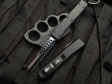 Microtech Ultratech Hellhound Razor Carbon Fiber Topped Body w/ Two Tone Black Plain Edge Blade (3.4") 119R-1CFS