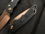 Pro-Tech TR-5 2023 Bladeshow Black Feather texture Aluminum Body w/ Safety, Rose Gold Hardware, and Rose Gold Plain Edge Blade (3.25") TR-5 RG