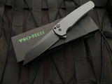 Pro-Tech Malibu Flipper Textured Grey Aluminum Body w/ DLC Black Reverse Tanto Plain Edge Blade (3.5") 5206-GREY