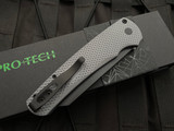 Pro-Tech Malibu Flipper Textured Grey Aluminum Body w/ DLC Black Reverse Tanto Plain Edge Blade (3.5") 5206-GREY