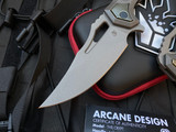Arcane Design Crypt Folder Stonewashed Titanium Body w/ M390 Stonewashed Plain Edge Blade (3.75")